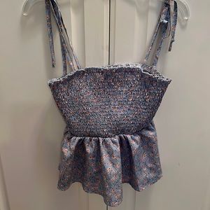 SHEIN Adorable Babydoll Top with Ruffled Hem and Tie Straps size Small